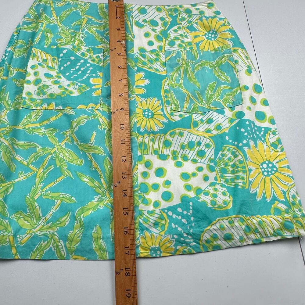 Vintage Lilly Pulitzer Skirt Womens 6 Green Floral Fish Tropical Beachy Bright - Picture 8 of 10